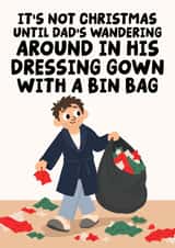 Funny Christmas Card - Not Christmas Until - Dad With A Bin Bag - Wrapping Paper created by Studio Doodles