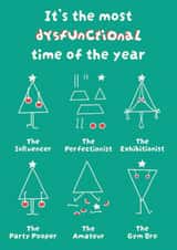 Funny Christmas Tree Personalities - Dysfunctional Christmas Card created by Goody Layers Cards