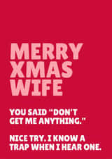 Funny Christmas Card - For Wife - "Don't Get Me Anything" created by Blush & Blossom 