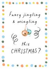 Naughty Christmas Card for friend | Jingle & Mingle | Retro Modern Baubles created by patternmuse
