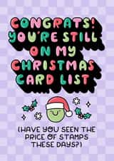 Funny Christmas Card You’re Still On My Card List. Cost Of Living Humour. created by Katie Ruby Illustration