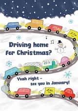 Funny Christmas Card - Driving Home For Christmas - Traffic created by HollyBushArt