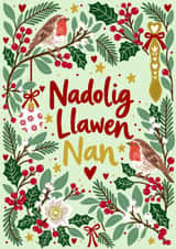 Nadolig Llawen Nan - Welsh language card for Nan created by Paperleaf Studios 