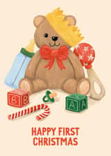 Happy First Christmas, Baby's First Christmas, Cute, Bear Card created by Rebecca Grantham