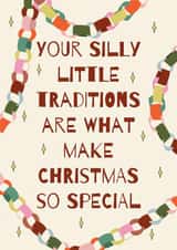 Cute Christmas Card For Mum - Silly Traditions - Parents Christmas created by Stuck Shop Gifts
