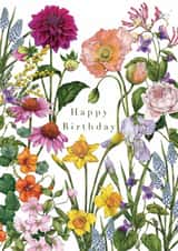 Pretty Birthday Card - Colourful Garden Flowers created by Catherine Lewis Design