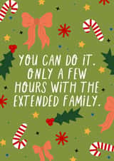 Funny and light hearted Christmas card about the extended family created by KATIE S