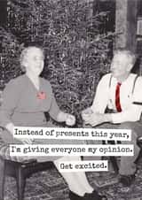 Funny Christmas Card – My Opinion Is Your Present – Vintage Humour created by Raven's Rest Studio