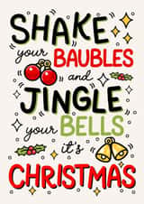 Funny Cheeky Christmas Card - Shake and Jingle Your Bells Pun created by Cheeky Legends