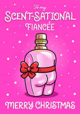 Funny Christmas Card - For Fiancée - Pink Cheeky Bum Fragrance Bottle created by Cheeky Legends