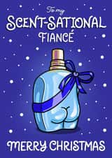 Funny Christmas Card - For Fiancé - Mens Cheeky Bum Fragrance Bottle created by Cheeky Legends