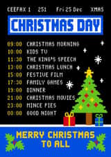 Retro Christmas Card - Christmas Day TV Schedule - Teletext created by Pink Peach Cards