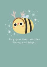 Cute Rudolph bee Christmas card - card for friend - pun card created by Becky Down