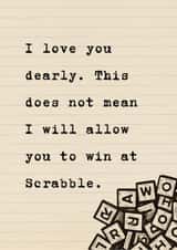 Funny Scrabble Love Card - Romantic Card for Husband or Wife, Board Game Night created by Helen Aveyard