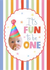 Personalised Birthday Photo Card created by Blush & Blossom  - Classic Birthday Card - 1st - It's Fun To Be One