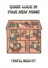 Cute Ghosts New Home Card, Haunted House, Good Luck In Your New Home created by Nazli Brennan