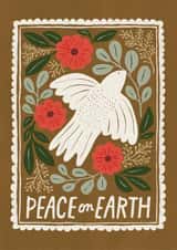 Classic Christmas Card - Floral Dove Illustration - Peace on Earth created by Kercia Jane