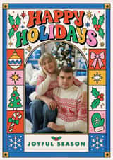 Personalised Christmas Photo Card created by Sabrin Deirani - Retro Happy Holidays Photo Card for Family & Friends – Colourful Christmas