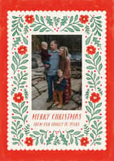 Personalised Christmas Photo Card created by Kercia Jane - Pretty Christmas Card - Folk Art Florals