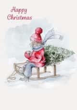 Cute Christmas Card - Sledge - Tree created by Crumble and Core