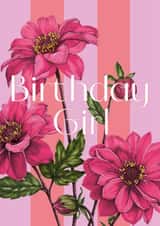 Pretty Birthday Card - Pink Floral Stripe created by Catherine Lewis Design