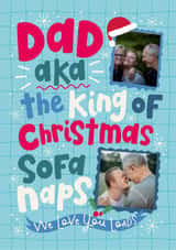 Personalised Christmas Photo Card created by Dotty Black - Fun and bright Christmas card for Dad - Santa Hat - Holly 