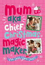 Personalised Christmas Photo Card created by Dotty Black - Bright and fun Christmas card for Mum - Hot Chocolate - Love You Loads