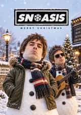 Snoasis Funny Britpop Snowmen Funny Personalised Christmas Card created by Aussie Studios