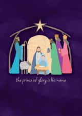 the prince of glory is His name - christian christmas card - manger scene created by Philippa Elizabeth Illustration