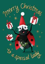 Cute Christmas Card - Lady Bird - Special Lady created by Suzanne Brearley Design