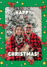 Personalised Christmas Photo Card created by Feel Good Supplies - Classic Christmas Card - Bows - Stars