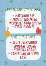 Relatable and funny Instagram vs Reality Christmas comparison created by KATIE S