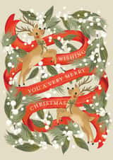 Traditional Reindeer Botanical Christmas Card- Reindeer Ribbon created by Jackie Crawford