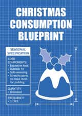 Funny Christmas Pudding Card - Cheeky Christmas Blueprint - Festive Food Coma created by Versed Aid