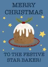 Cute Christmas card for Great British Bake Off lover – Festive Star Baker created by Pen & Pickle 