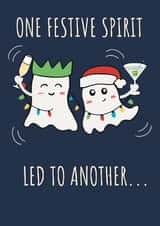 FUNNY CHRISTMAS CARD - FESTIVE SPIRITS GHOSTS - ONE LED TO ANOTHER created by Calina Ho