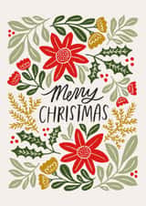 Merry Christmas – Folk Art Inspired Floral Holiday Card created by Kercia Jane