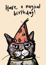 Have a Magical Birthday! Funny Cat Birthday Card created by Harriet Lowther