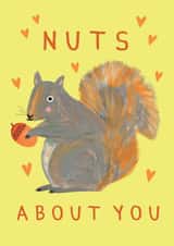 Cute Squirrel Nuts About You Card Valentines Anniversary created by Chinchi Things