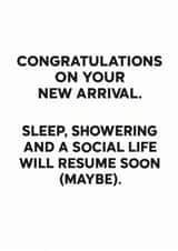 Funny New Baby Card for New Parents – Sleep & Social Life on Hold created by Amy Corlett