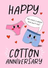 Cute 1st Cotton Anniversary Card for Partner – We Make a Great Pair created by Chipper Prints