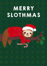 Cute illustrated Christmas card - Merry Slothmas - Merry Slothmas created by Jennifer Lew