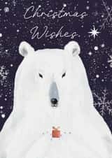 Cute polar bear classic Christmas wishes card - winter wonderland - for family created by Victoria Lucy Williams