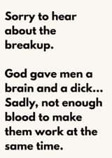 Funny Breakup Card - Cheeky Card For Her Or Friend - Men, Brains & Dicks created by The Awkward Card Company 