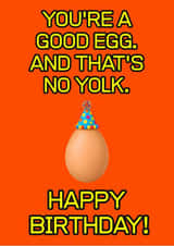 Funny Good Egg Birthday Card, You're a Good Egg, No Yolk Pun created by Click of a Button Prints