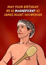Funny Birthday Card - James Blunt - Shower - The Celebrity Traitors created by Woody's Design