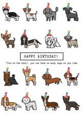 Funny Dog Lover Birthday Card, Dog Breeds in Party Hats Birthday Card created by Paws and Post