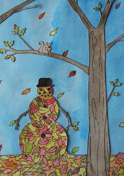 autumn snowman Card 23585 created by Ruth Ferrier Illustration