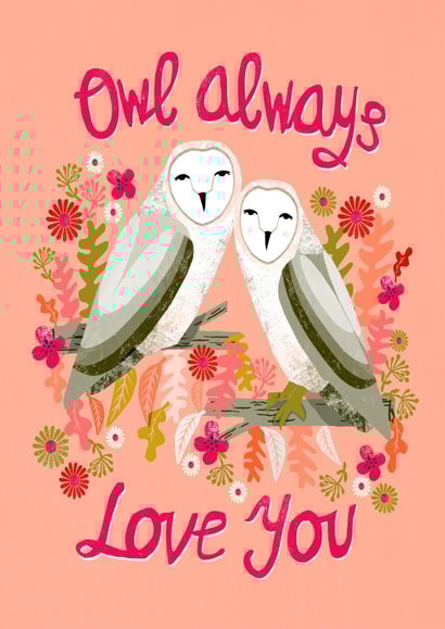 owl bird Valentines Day Card 1075 created by Andrea Lauren
