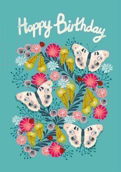 Pretty Birthday Card - Gorgeous Florals - Butterflies created by Andrea Lauren